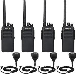 Retevis RT81 Waterproof DMR Radios,IP67,Walkie Talkies with Mic,Group Call,2200mAh,Long Range Two Way Radio for Construction Manufacture(4 Pack)