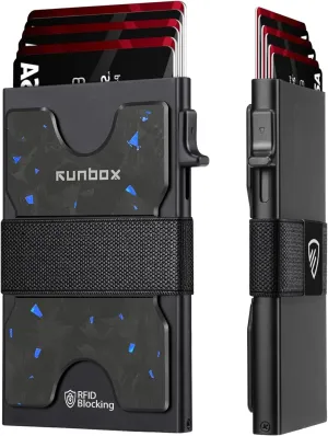 RUNBOX Slim Card Holder Wallet for Men, Minimalist RFID Blocking Wallet with Pop-Up Function, Ultra-Thin Design, Metal Business Card Cases holds 12  Cards, Gifts for Men, Men's Accessories