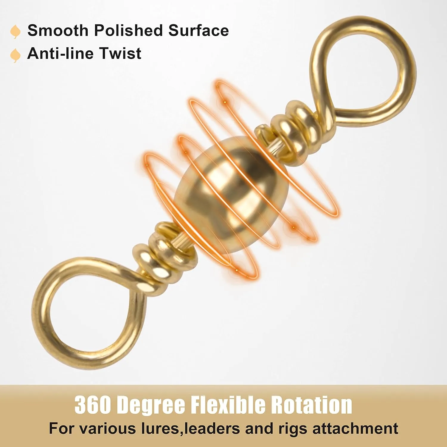 SILANON Barrel Swivels Fishing Tackle,60/120pcs Rolling Ball Fishing Swivels Connector Stainless Brass Solid Rings High Strength Saltwater Fishing Swivels Accessories