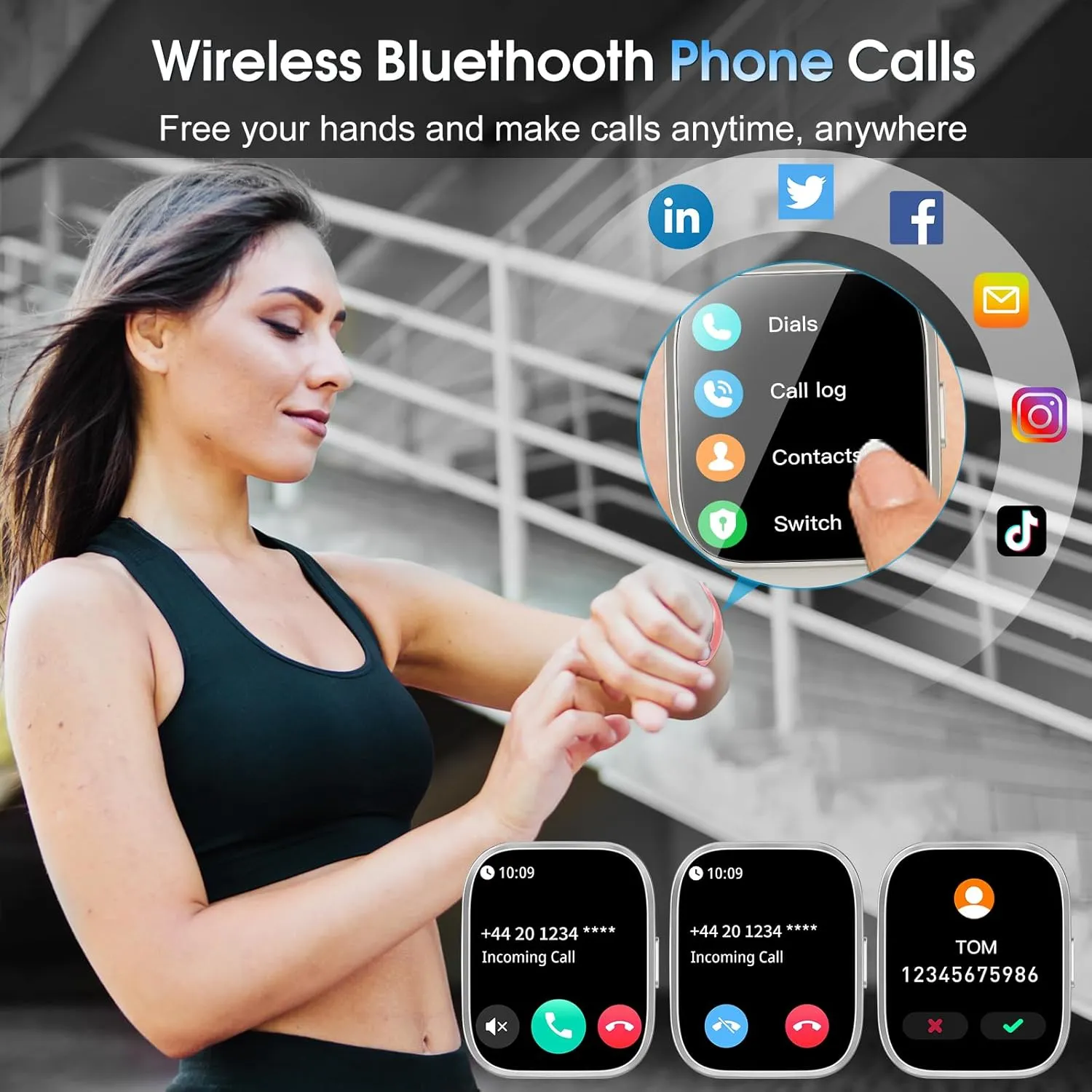 Smart Watch for Men Women Bluetooth Call, 1.85" HD Touch Screen Fitness Watch with Sleep Heart Rate Monitor, 112  Sports Modes, IP68 Waterproof Activity Trackers for Android iOS, Beige