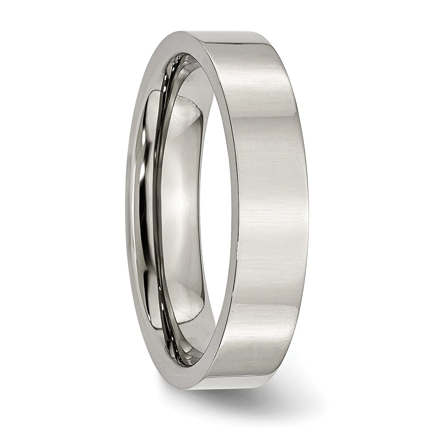 Stainless Steel Flat Polished 5MM Unisex Ring