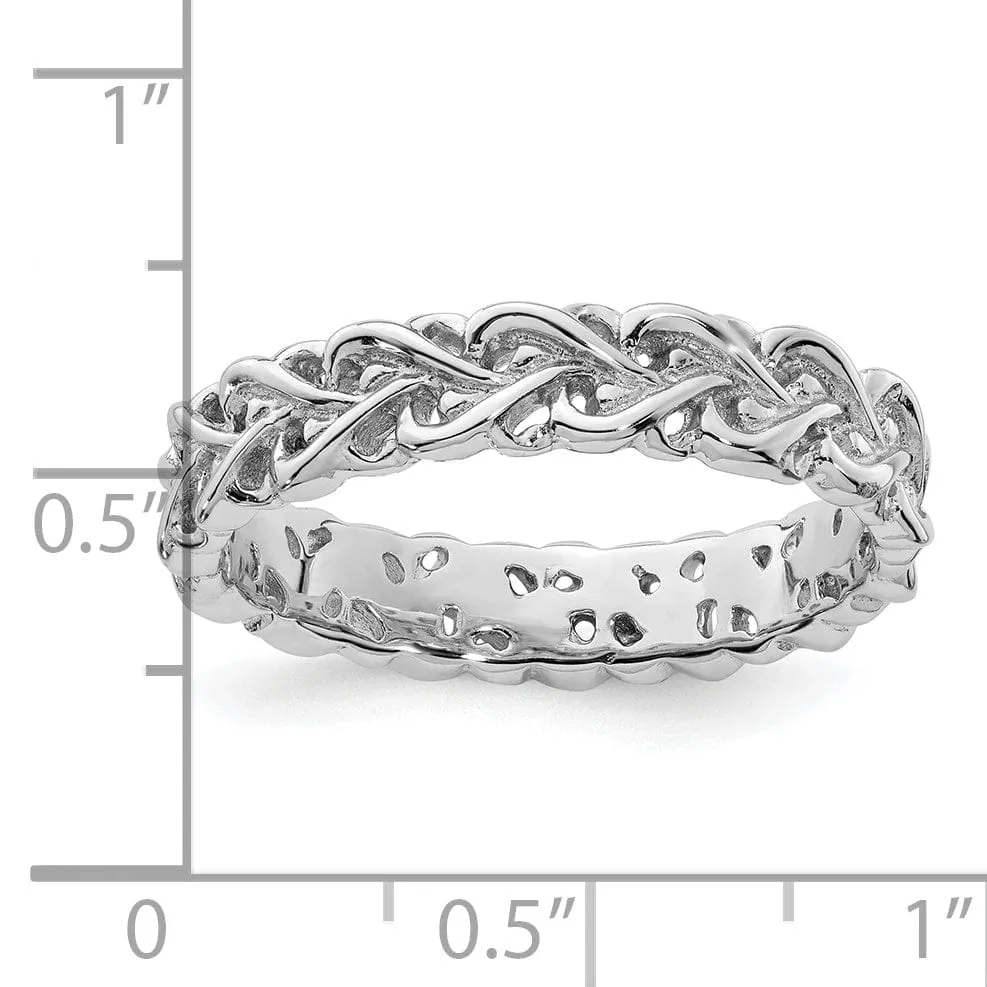 Sterling Silver Polished Intertwined Heart Ring