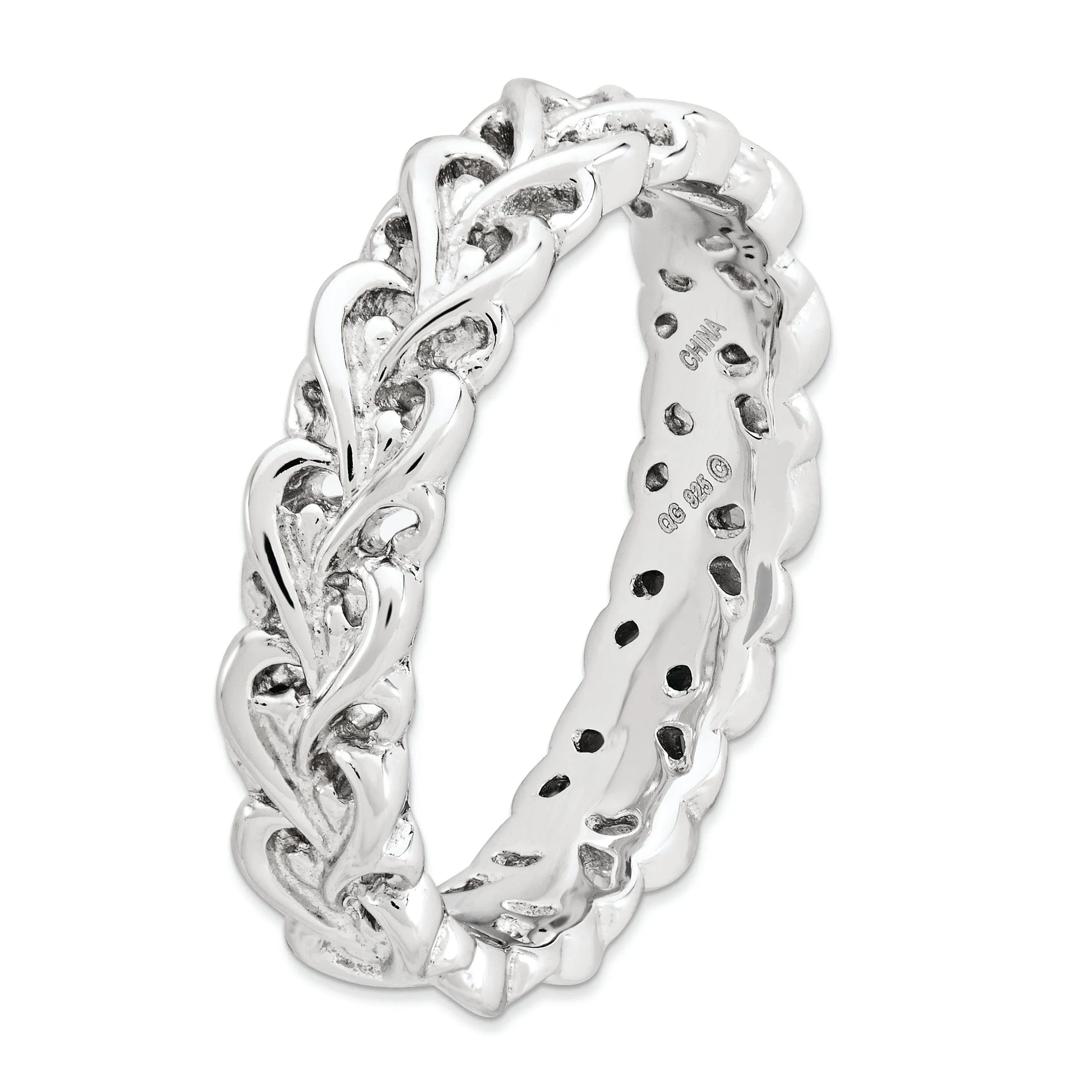 Sterling Silver Polished Intertwined Heart Ring