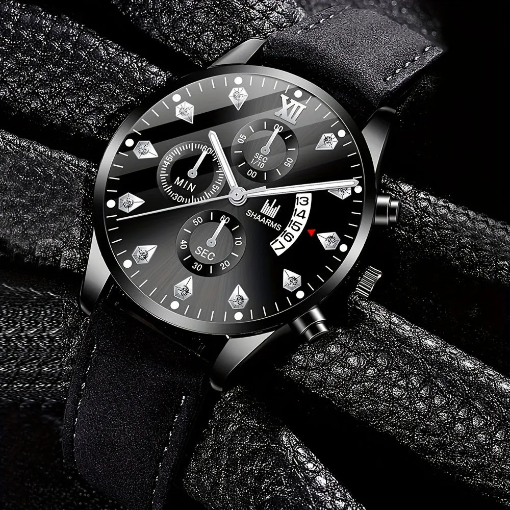 Stylish PU Leather Strap Quartz Wrist Watch Perfect Gift