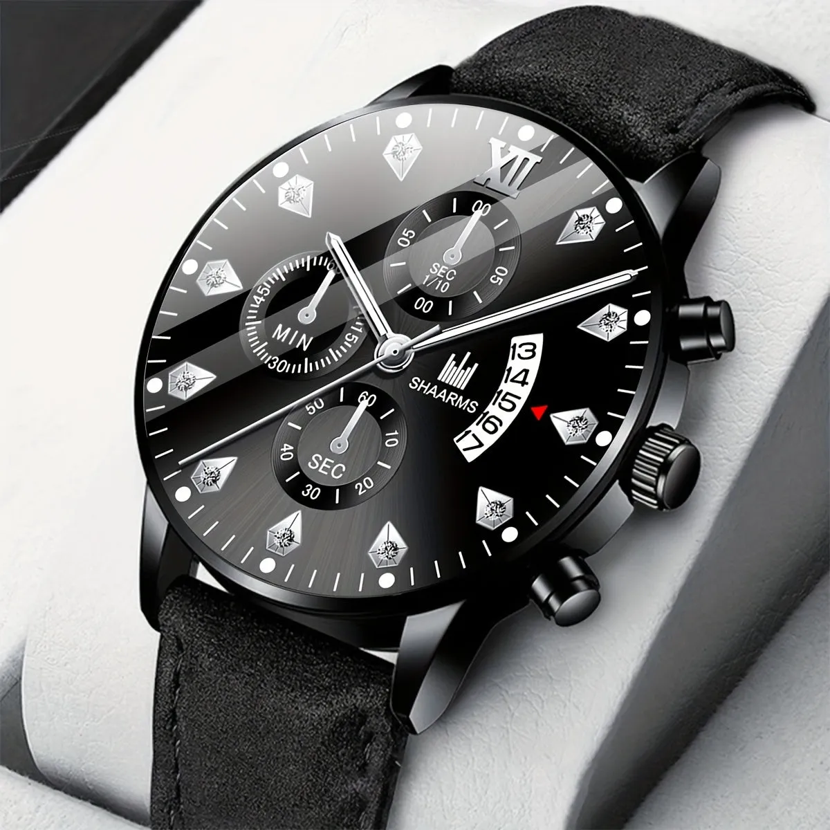 Stylish PU Leather Strap Quartz Wrist Watch Perfect Gift