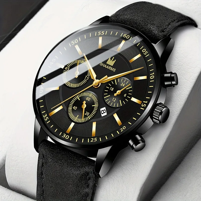 Stylish PU Leather Strap Quartz Wrist Watch Perfect Gift