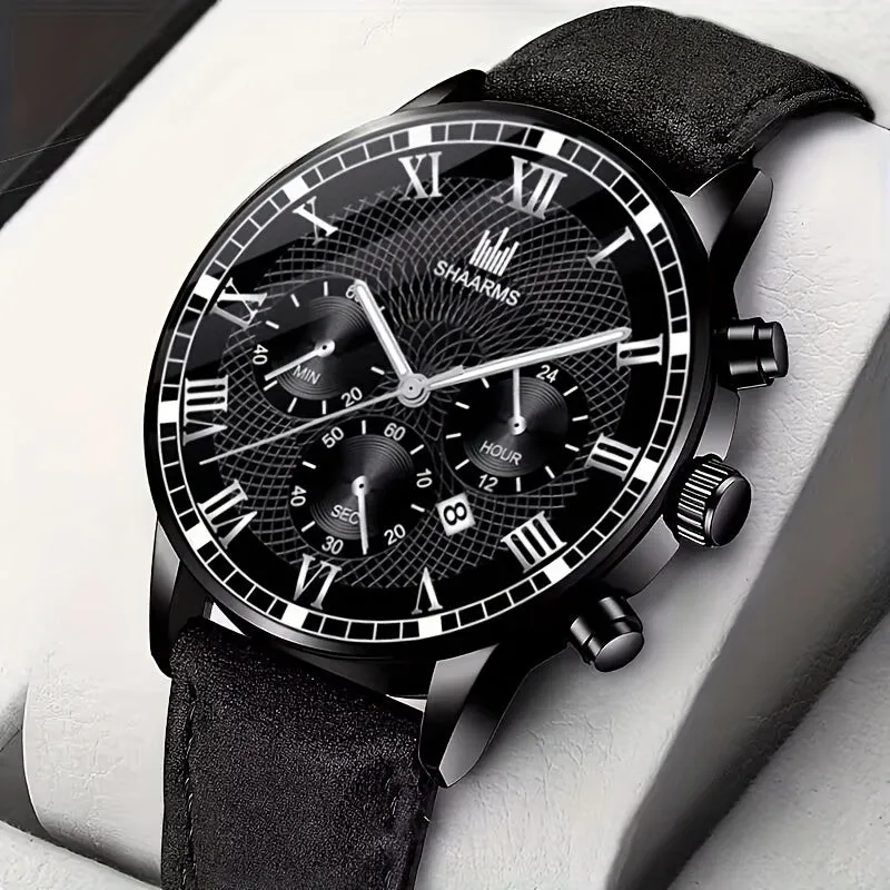 Stylish PU Leather Strap Quartz Wrist Watch Perfect Gift