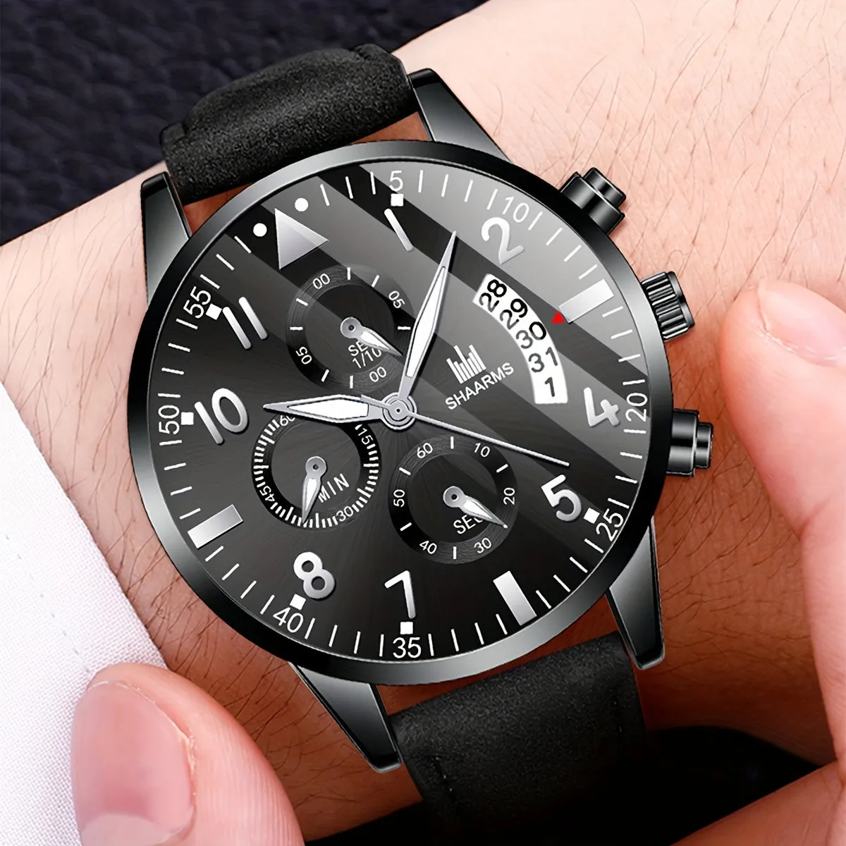 Stylish PU Leather Strap Quartz Wrist Watch Perfect Gift