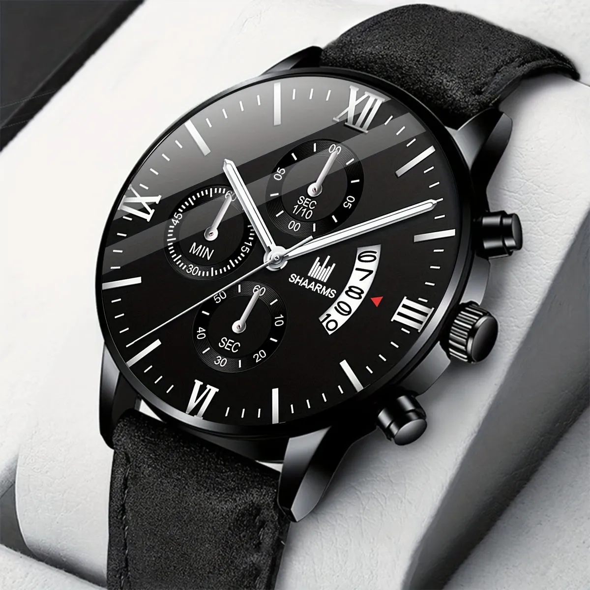 Stylish PU Leather Strap Quartz Wrist Watch Perfect Gift