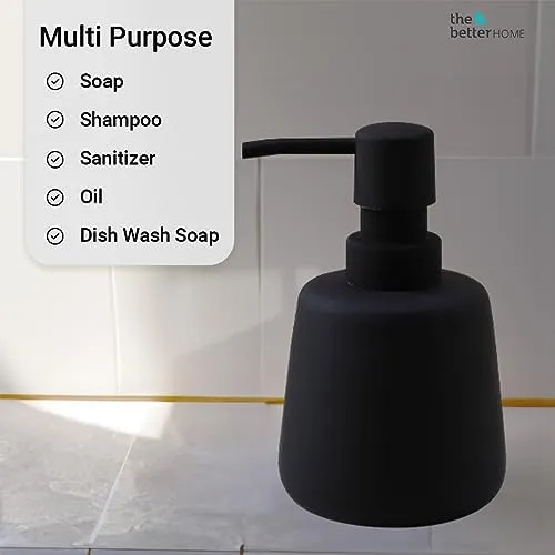 The Better Home 260ml Soap Dispenser Bottle - Black (Set of 6)  | Elegant and Functional Liquid Pump for Kitchen, Wash-Basin, and Bathroom