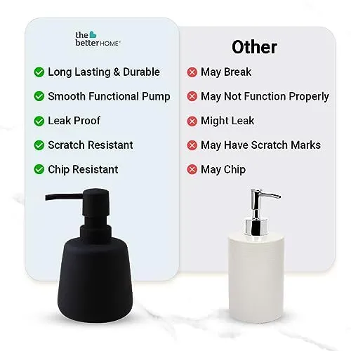 The Better Home 260ml Soap Dispenser Bottle - Black (Set of 6)  | Elegant and Functional Liquid Pump for Kitchen, Wash-Basin, and Bathroom