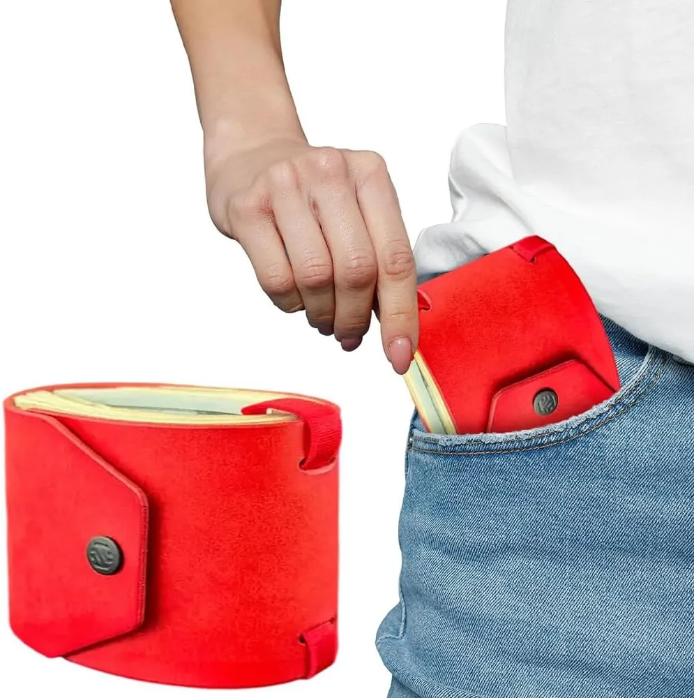 The Cash Wrap Wallet,Fast Cash Access Money Holder,Simple Wallets for Cashs Leather Money Holder Travel,Handy Purse Bands with Magnetic Clasp,Travel Card for Outdoor Travel Family (Purple)
