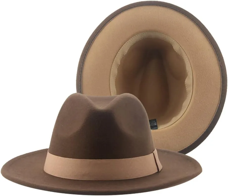 Vsadsau Women Men Fedoras Hats Patchwork Formal Caps Outdoor Panamas Hats Wedding Decorate Hat