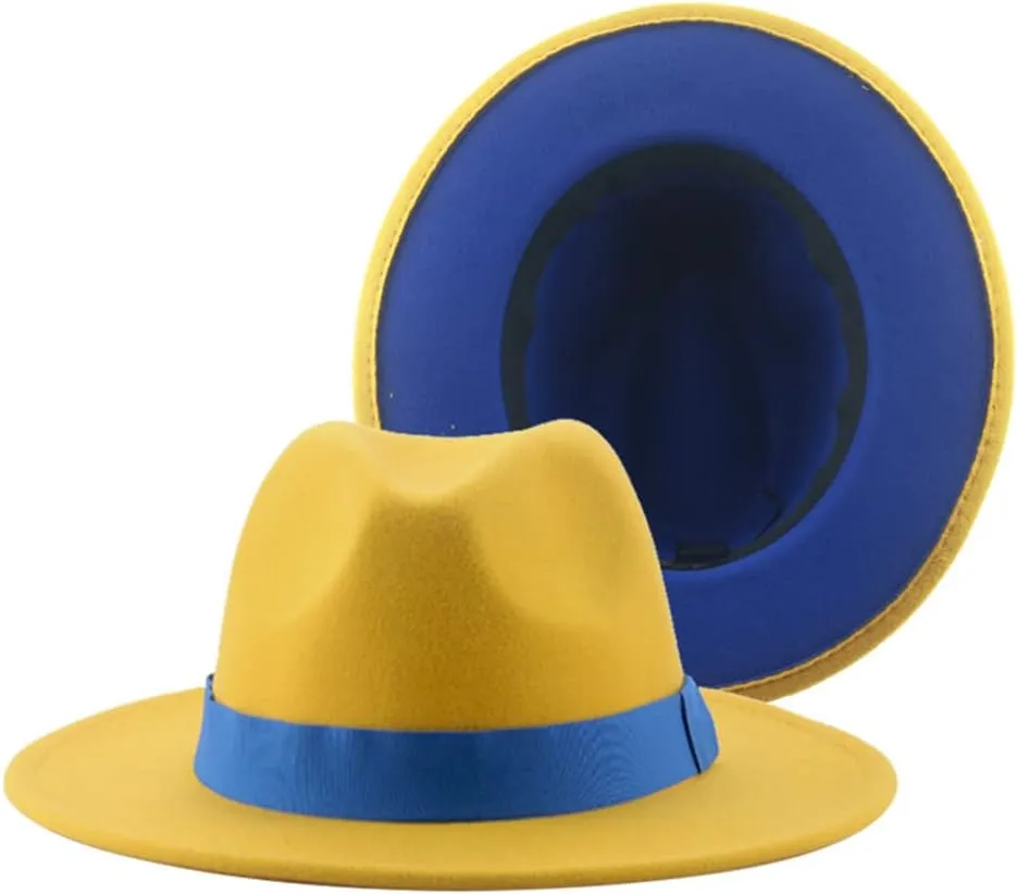 Vsadsau Women Men Fedoras Hats Patchwork Formal Caps Outdoor Panamas Hats Wedding Decorate Hat