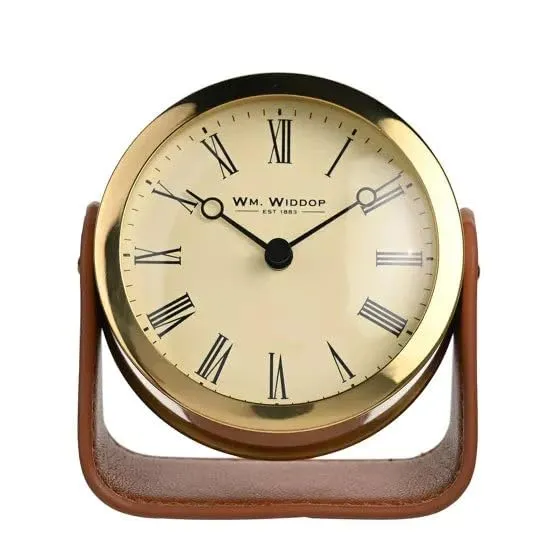 WM.Widdop. Gold Mantel Clock On Stand - W2942