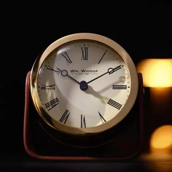 WM.Widdop. Gold Mantel Clock On Stand - W2942