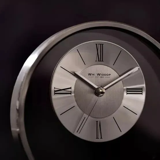 WM.Widdop. Round Silver Mantel Clock - W2937S