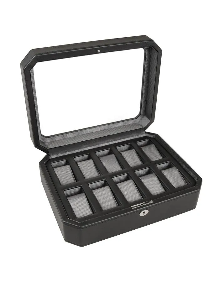Wolf Designs 10 Watch Box - Black Pebble Finish
