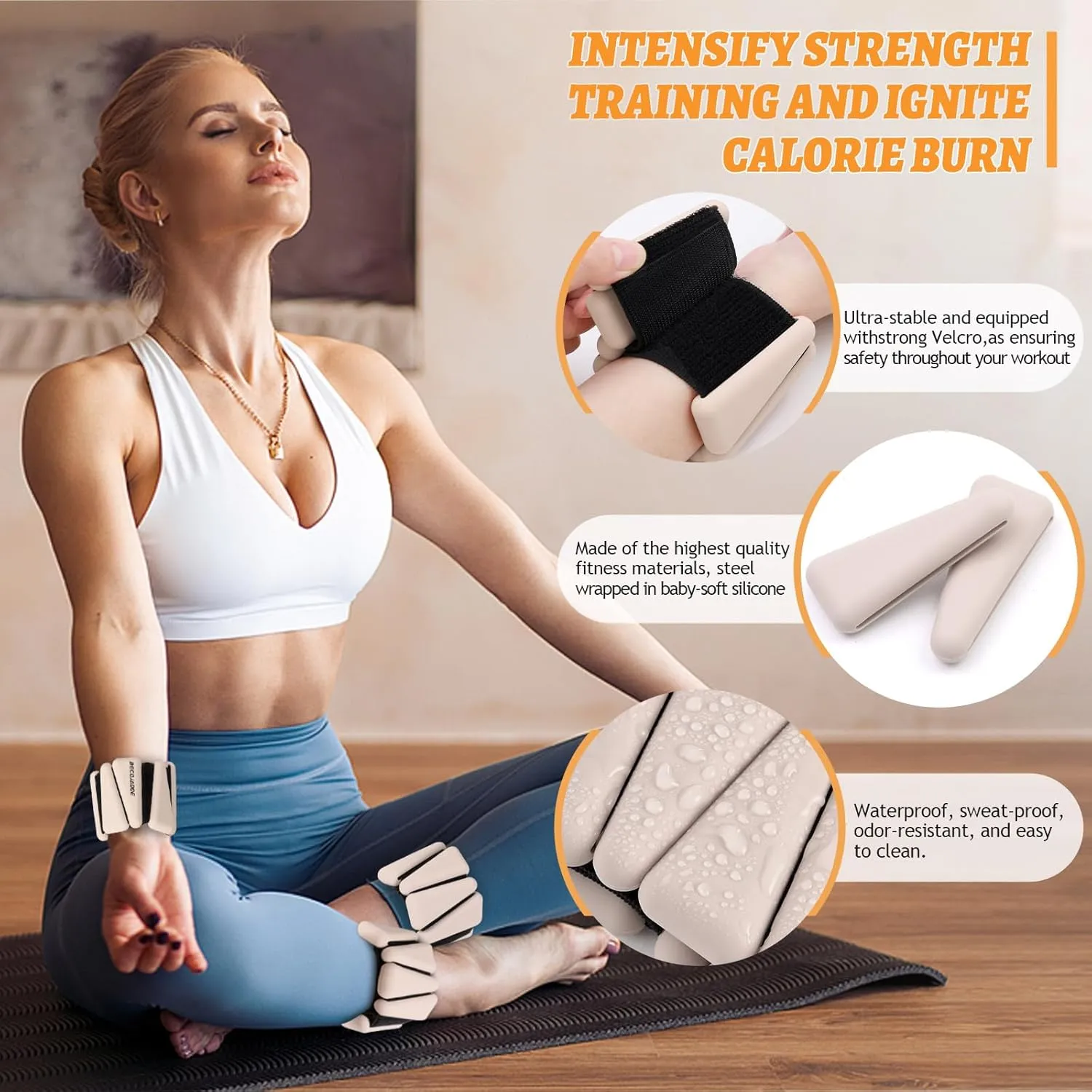 Wrist Ankle Weights Set of 2(1 lb/2 lb Each) Adjustable Weights Training Intensity for Strength Training Walking Running Yoga Pilates Jogging for Women Men