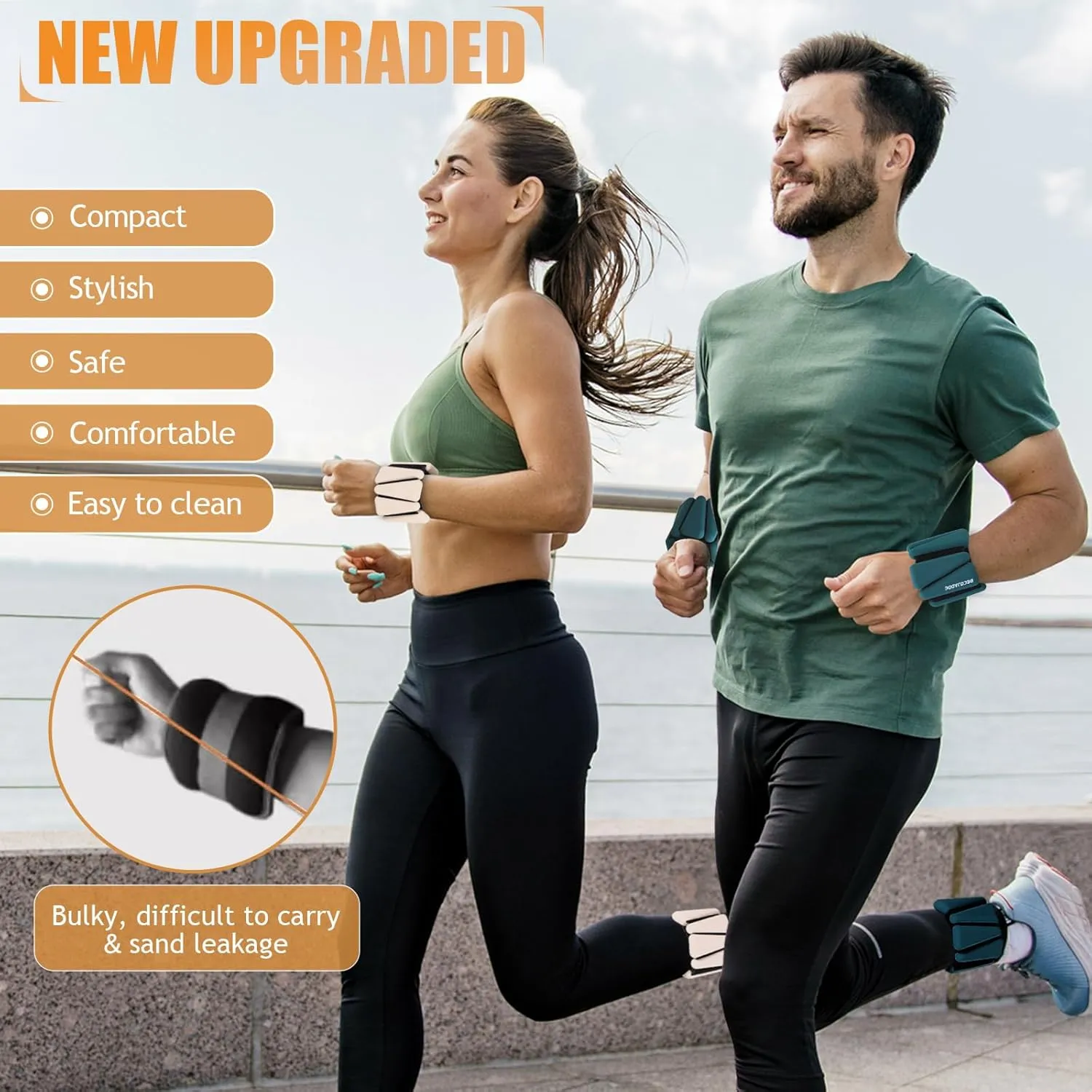 Wrist Ankle Weights Set of 2(1 lb/2 lb Each) Adjustable Weights Training Intensity for Strength Training Walking Running Yoga Pilates Jogging for Women Men