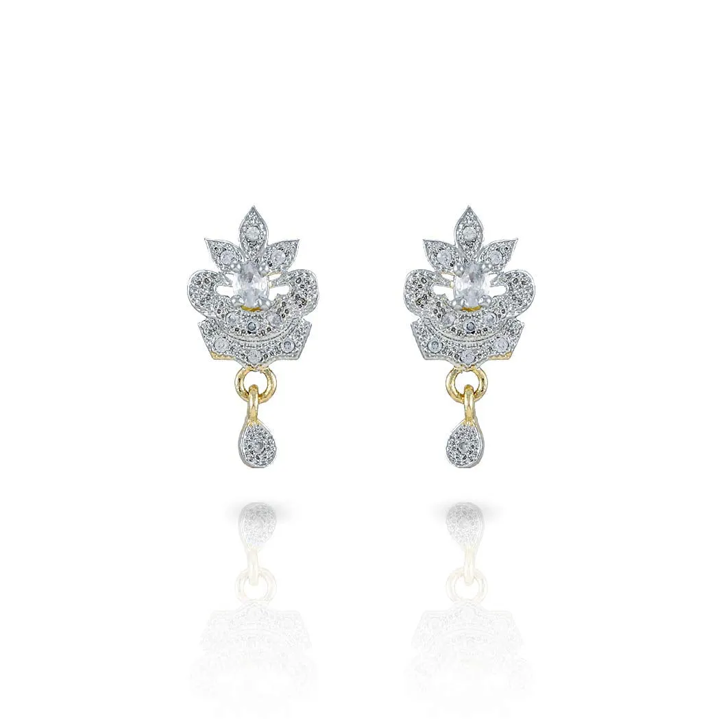 Yellow Chimes Sparkling AD/American Diamond Studded Ethnic Traditional Black Beads Designer Dual Peacock Mangalsutra Pendant Set with Earrings for Women